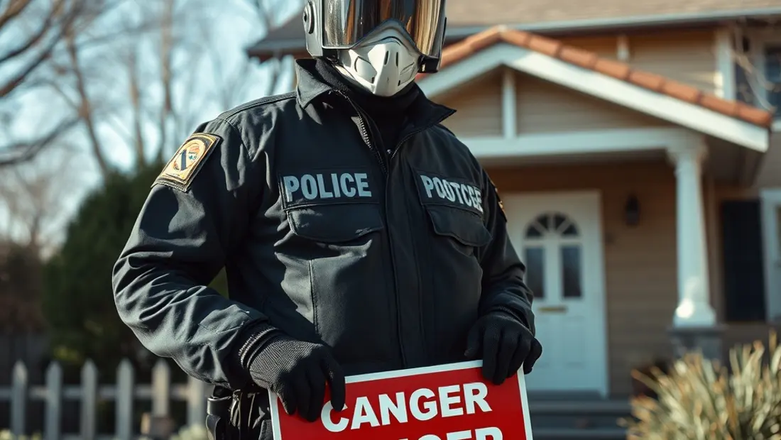 Un travailleur en protection individuelle devant une maison dangereuse