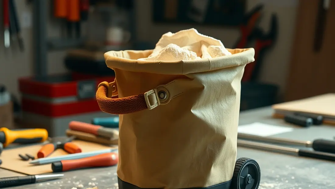 Poussière d'amiante dangereuse sur une table de travail